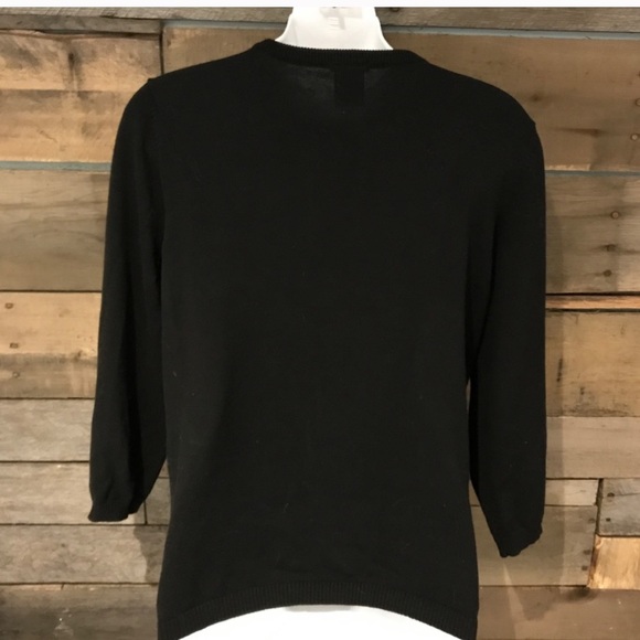 Black knit cardigan with pink beads. Size Large - Picture 5 of 6